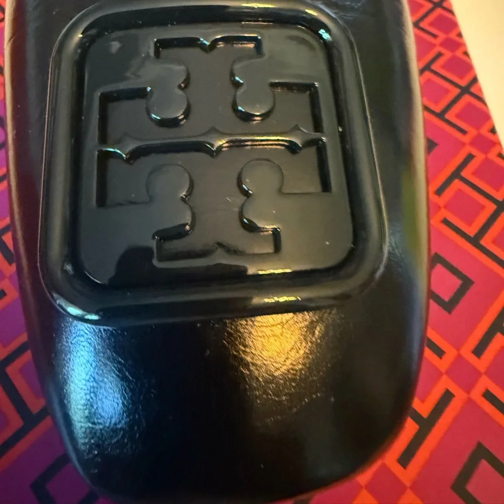 Tory Burch Black Patent Logo Flats